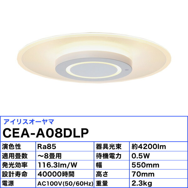 楽天市場】アイリスオーヤマ CEA-A08DLP LEDシーリングライト 8畳 調光