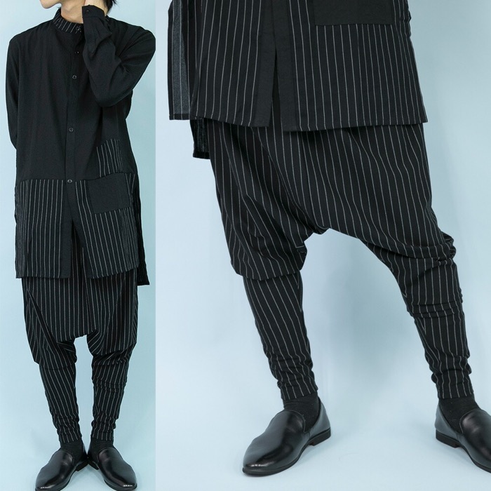 楽天市場】【Le sucood】ストライプ柄 ボリューム サルエルパンツ