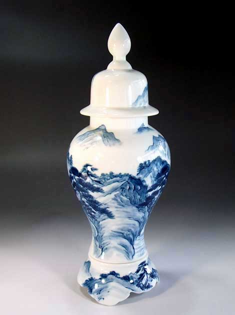 古伊万里 染付 山水図 壺 【公式通販】
