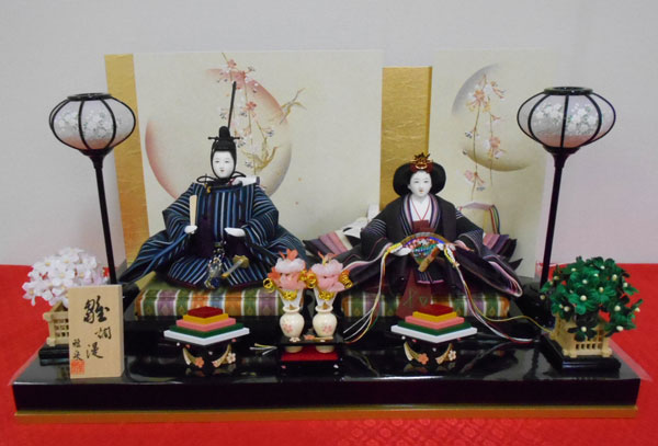 藤田人形限定商品】【雛人形】【小倉織親王飾り】【平飾り】：藤田人形店