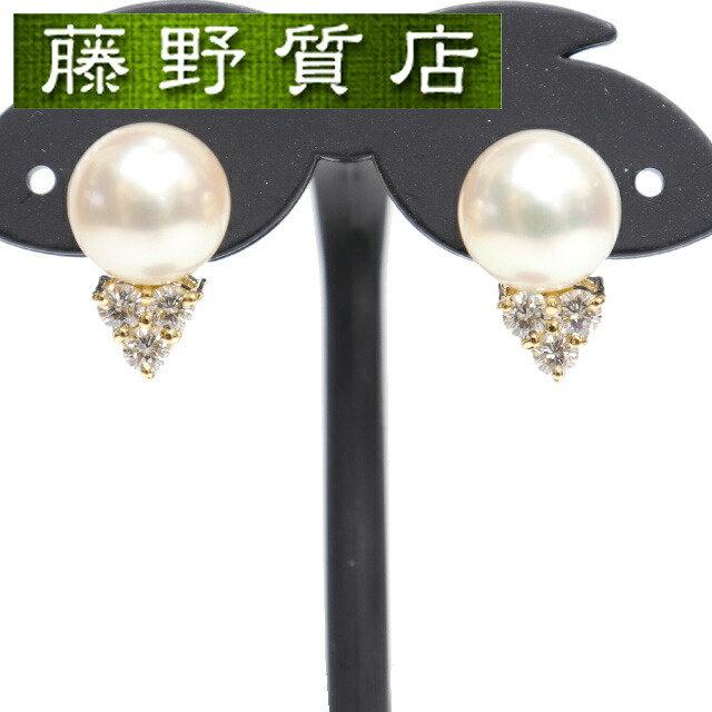 楽天市場】（洗浄済）ミキモト MIKIMOTO パール ダイヤ ピアス K18 YG