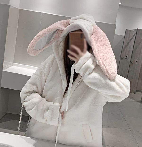 楽天市場】うさ耳 パーカー もこもこコート ボアコート ファーコート