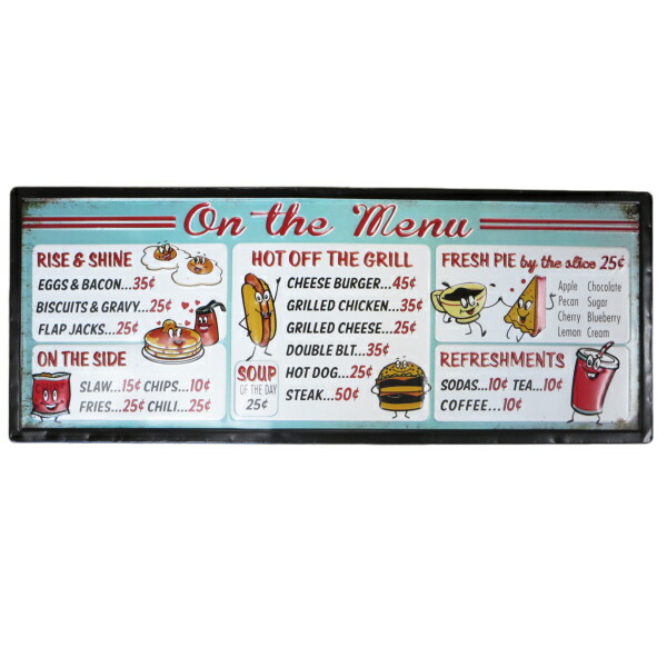 楽天市場】アメリカン ダイナー エンボス メタルサイン MENU【メニュー
