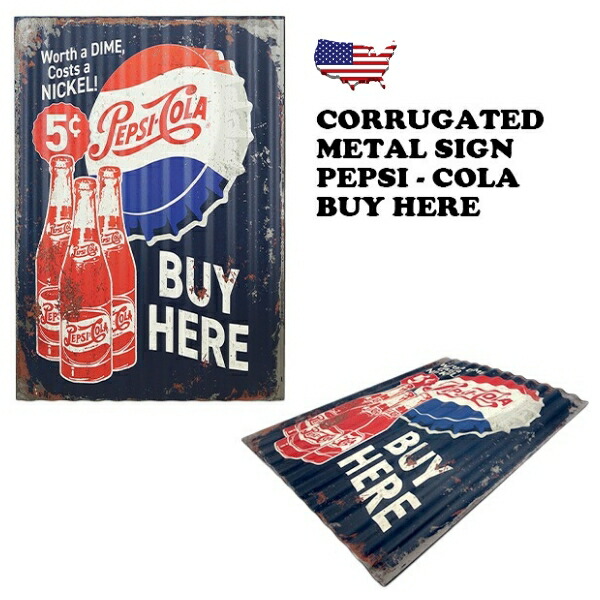 ペプシコーラ 骨董 看板 PEPSI（ペプシ） ブリキ看板 コーラ