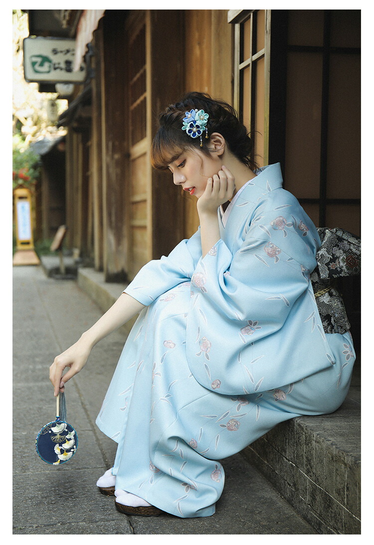 楽天市場】水色 浴衣セット 4点セット 着物 和服 浴衣 レディース