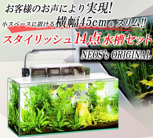 楽天市場】【水槽セット】スタイリッシュ 14点 45cm 水槽セット