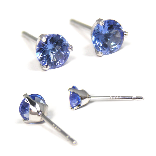 楽天市場】タンザナイト ピアス 4mm Pt900 プラチナ シンプル 3本爪
