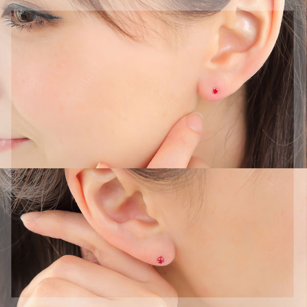 楽天市場】ルビー ピアス 18k K18YG 18金 イエロー ゴールド 一石 一粒