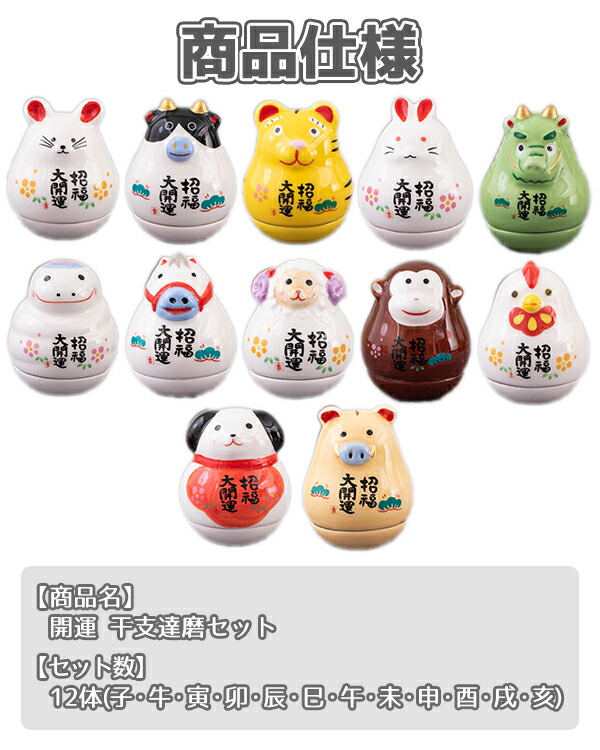 楽天市場】開運 干支 達磨 だるま 十二支 セット 縁起物 置物