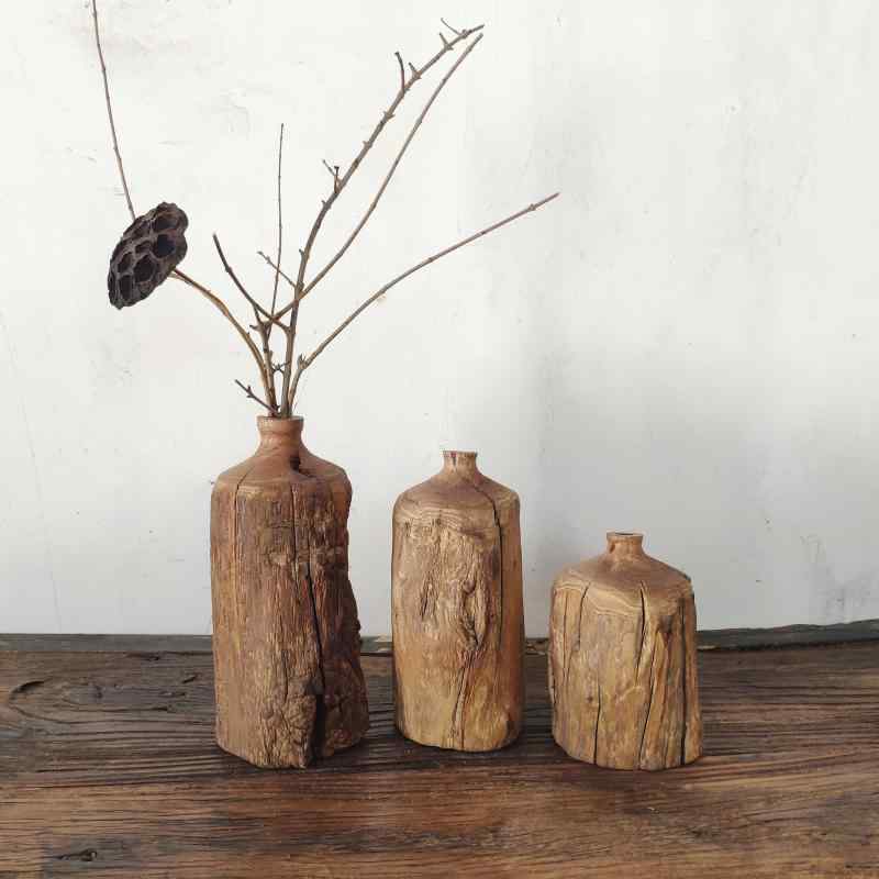 楽天市場】花瓶 一輪挿し 花器 モダン 木製 無垢 枯れ木 レトロ 和風