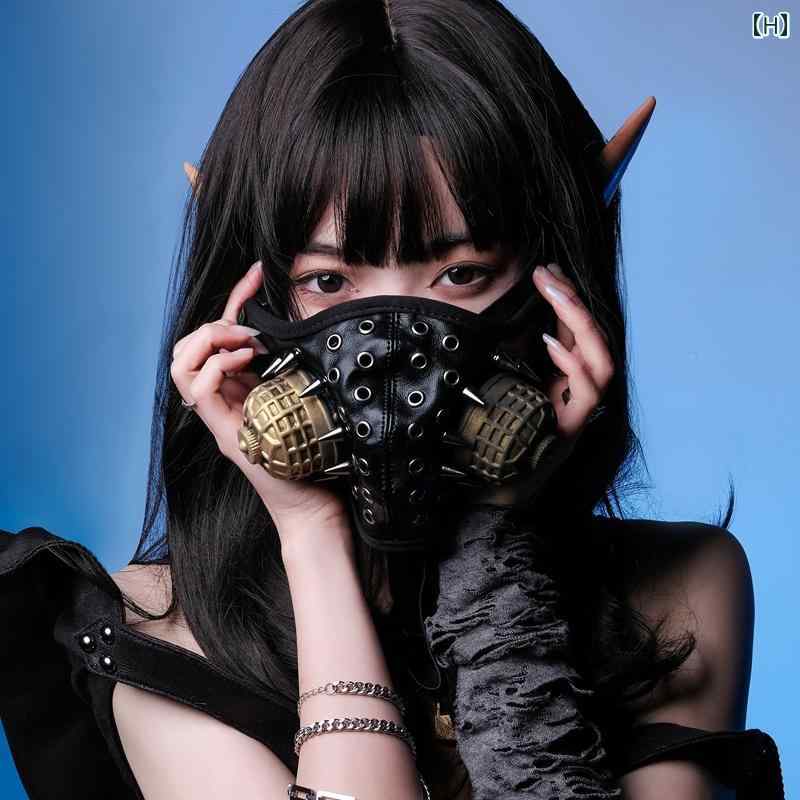 楽天市場】スチームパンク ロック マスク おもしろ リベット スカル