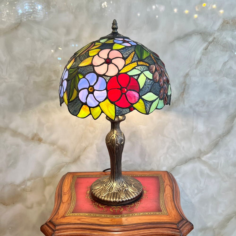 美品 ステンドグラス ステンド ガラス アンティーク 卓上ランプ 楽天