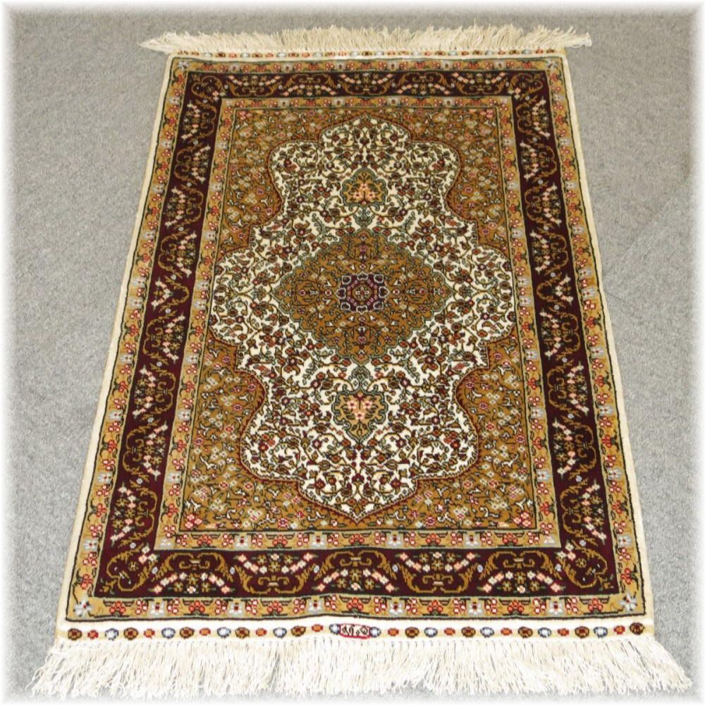 オールド 中国段通 シルク玄関 ラグ 横 123センチ