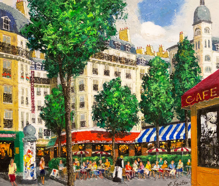 楽天市場】斉藤 要 「 パリのカフェ 」 油絵 油彩画 F10 ( 10号