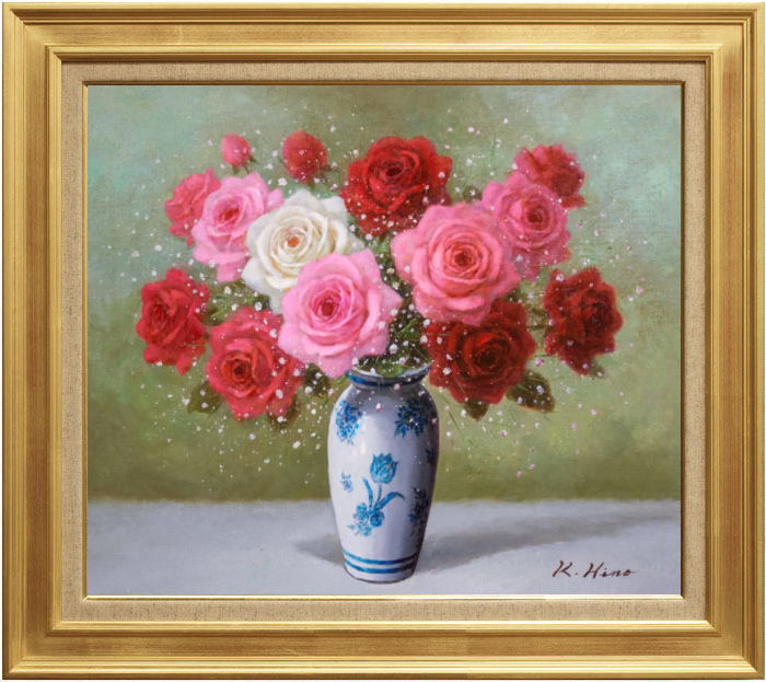 河野重軌絵画バラ油絵