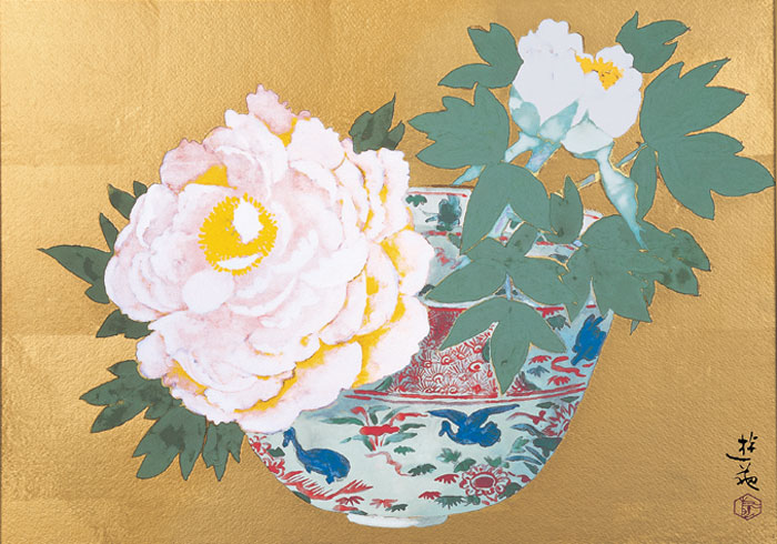 小倉遊亀 「椿」 彩美版 作品証明シール有り 小倉遊亀 彩美版Rシルク