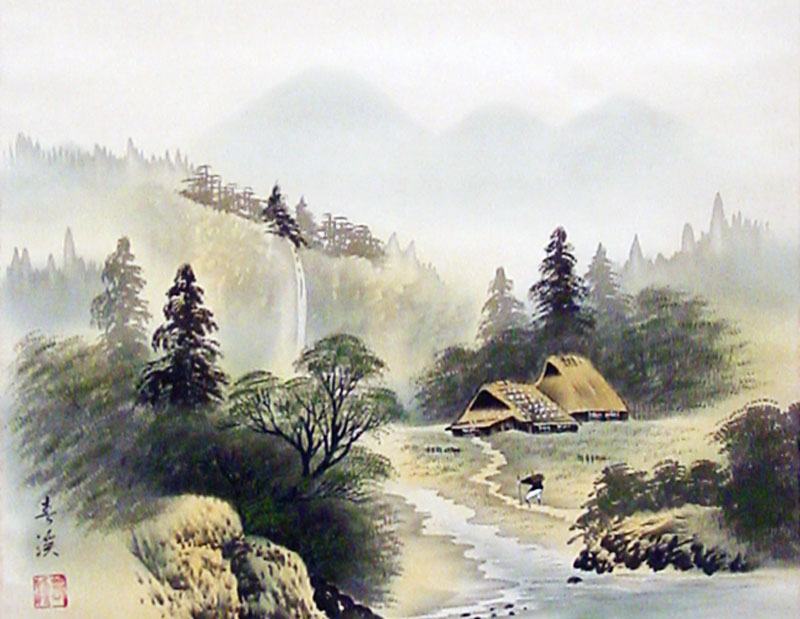 彩色山水 I-2 佐久間青苔 掛け軸 彩色山水 I-2 佐久間青苔 掛け軸