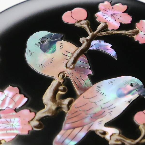 楽天市場】螺鈿 朱肉入れ 桜に樫鳥 大 高岡漆器 : がらんどう