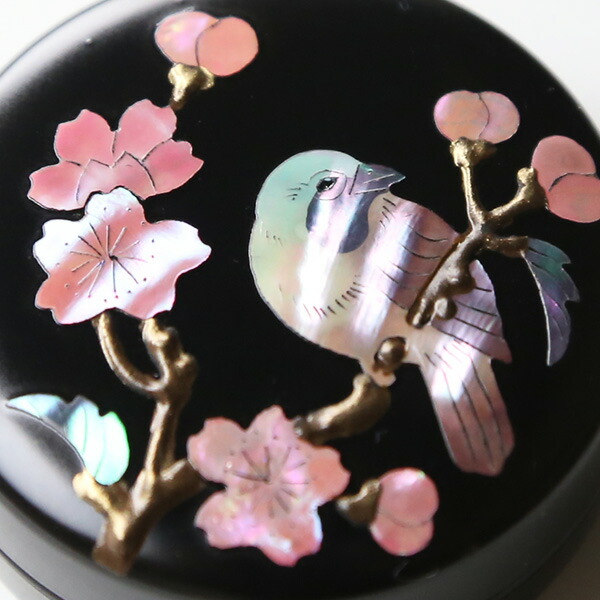 楽天市場】螺鈿 朱肉入れ 桜に樫鳥 小 高岡漆器 : がらんどう