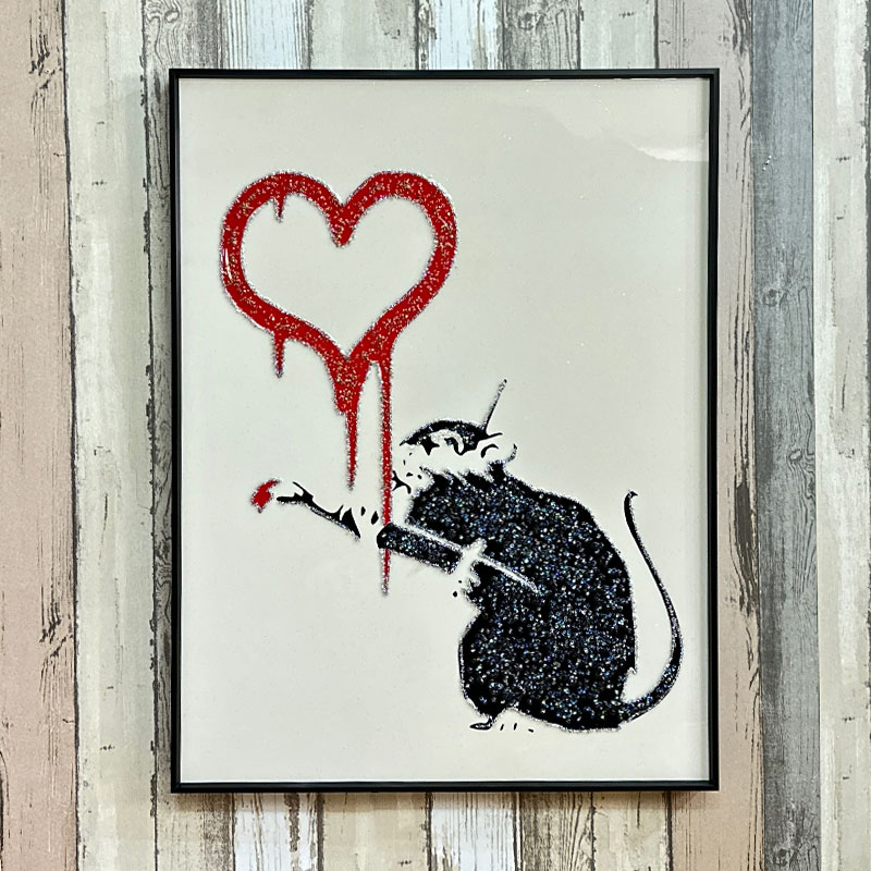 楽天市場】水晶パネル アートパネル 60×80cm バンクシー ラブラット 黒