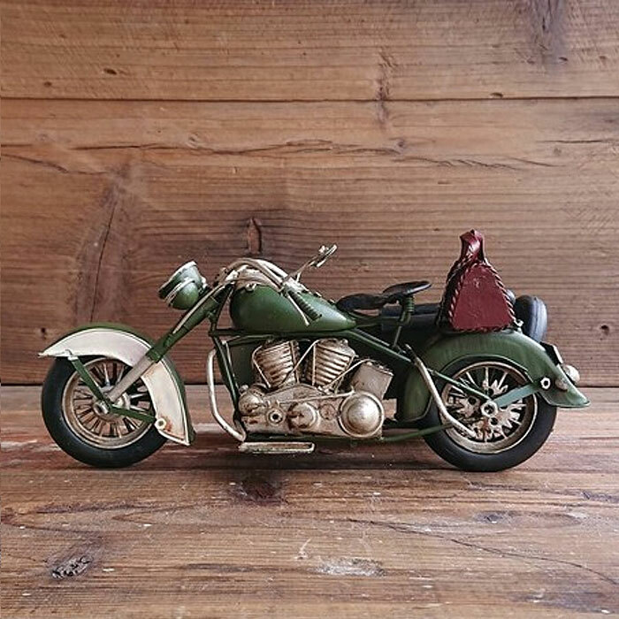 ヴィンテージ ブリキ板模型オートバイ サイドカー付き 【公式通販】