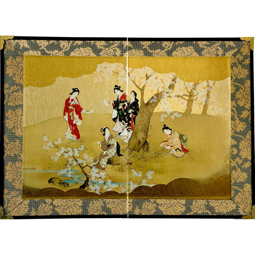 楽天市場】ミニ屏風 美人画 桜（さくら）二曲一双屏風名画屏風 和風