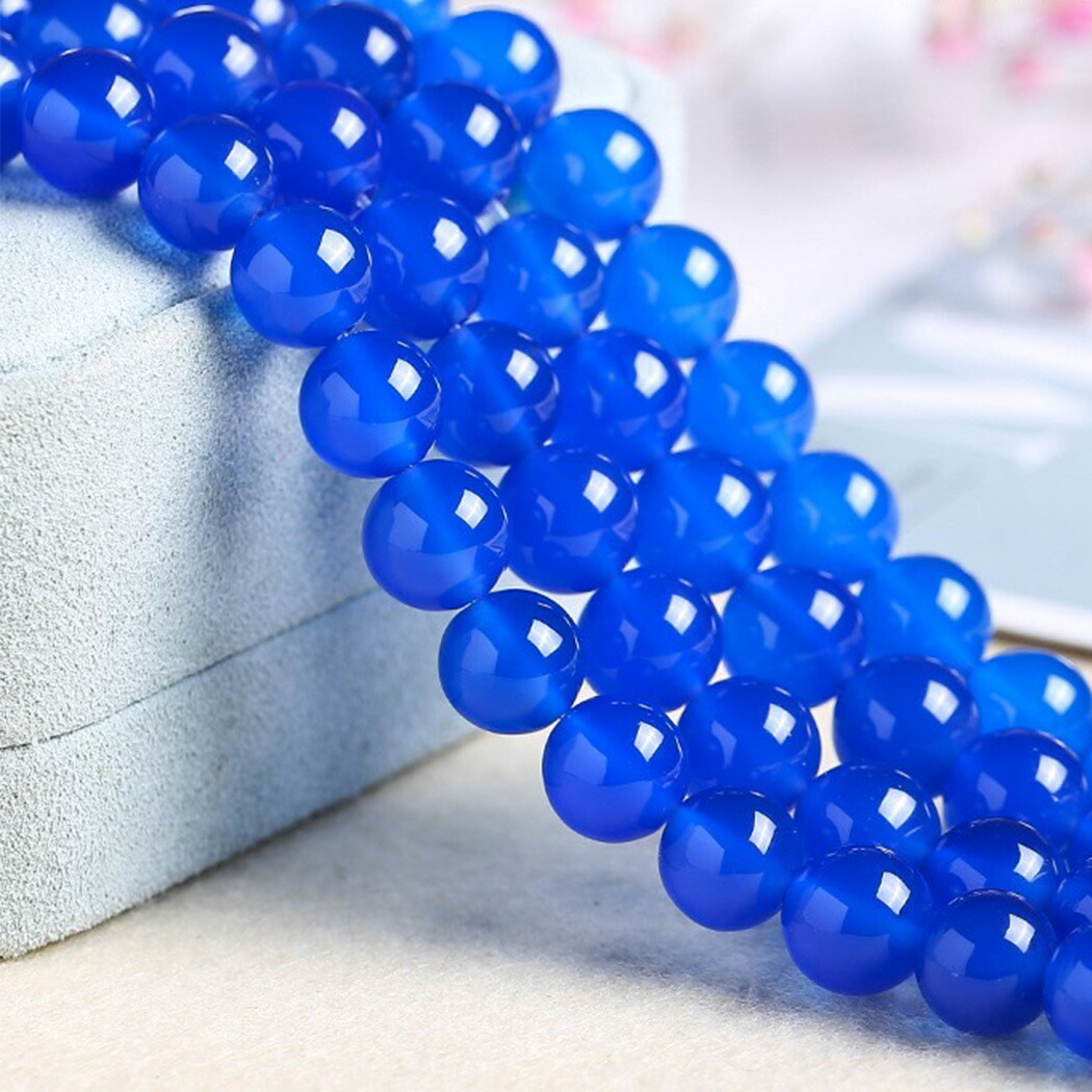 楽天市場】ブルーアゲート 青瑪瑙 4mm 1連 約38cm 半連 約17cm 天然石