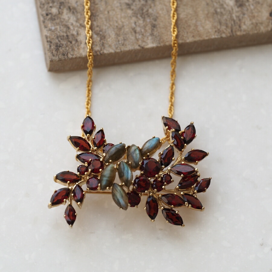 楽天市場】ROKUZAN ガーネット ブローチ ペンダントトップ (チェーン