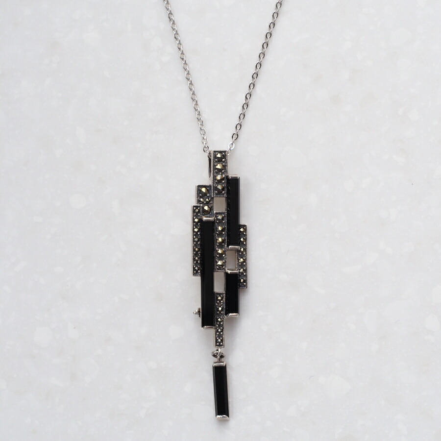 楽天市場】ROKUZAN オニキス マーカサイト ブローチ ペンダントトップ