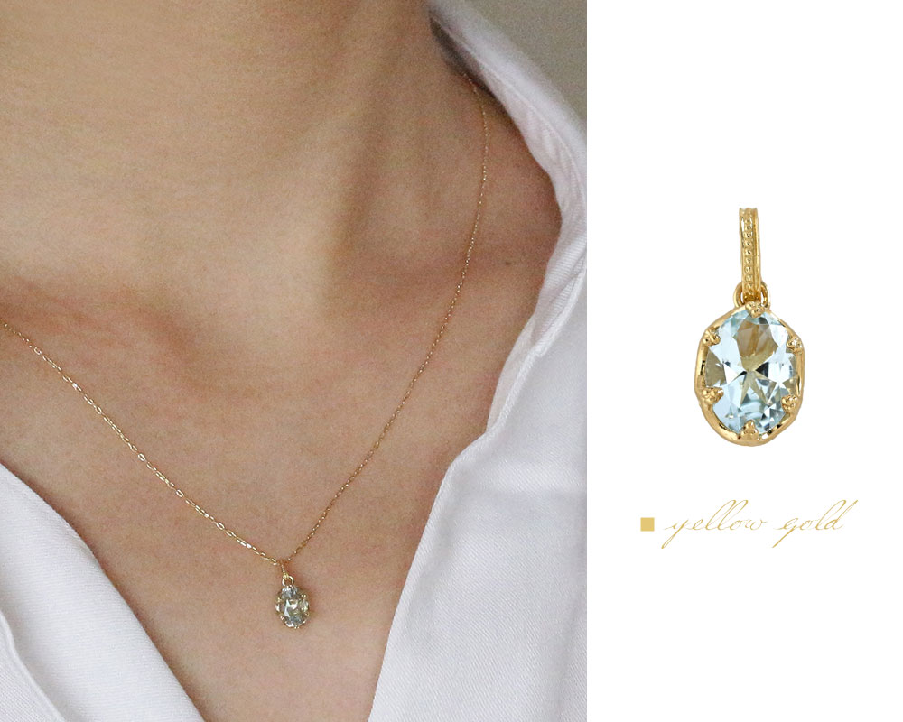 masa_ruth1012】 アクアマリン ペンダント K18刻印 masa_ruth1012