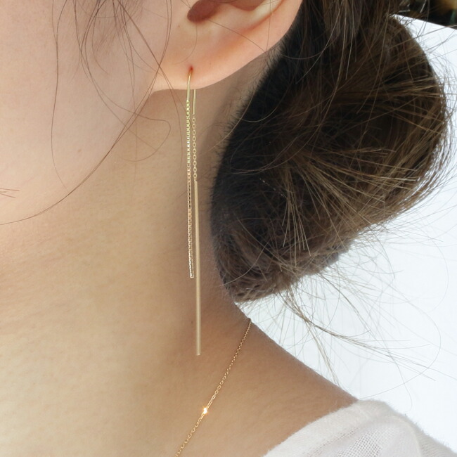 楽天市場】K18 イエローゴールド ベネチアンチェーン ロングピアス