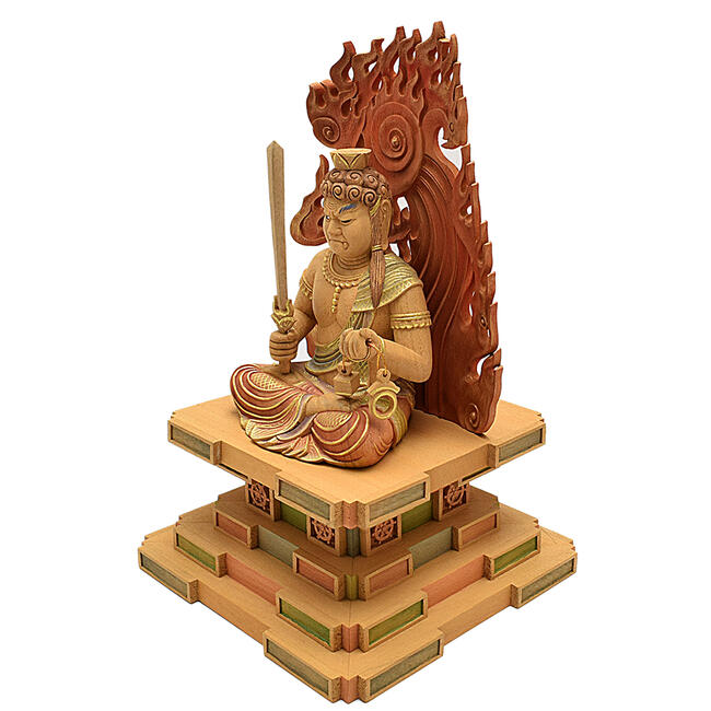 木製 不動明王座像 楽天市場】仏像 不動明王 座像 黒不動 3.5寸 四角台