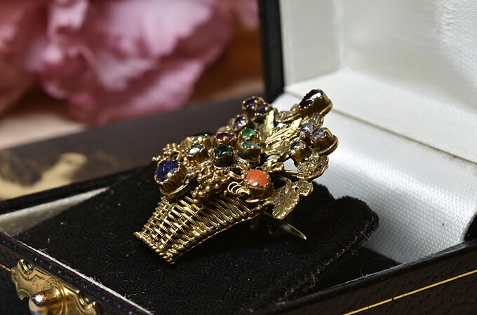 アンティーク サフィレット&ペースト キューピッドの矢 ブローチ