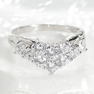 ヴィンテージプラチナ900天然ダイヤモンドⅤ字リングダイヤ0.47ct0