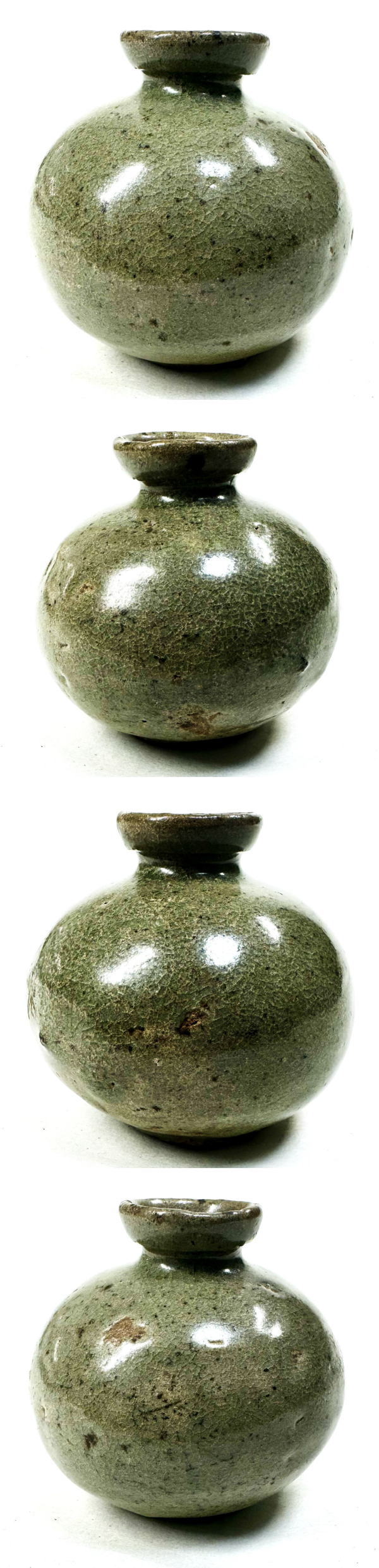 朝鮮美術 李朝 高麗青磁 小壷 油壷 C R8575 朝鮮美術 李朝