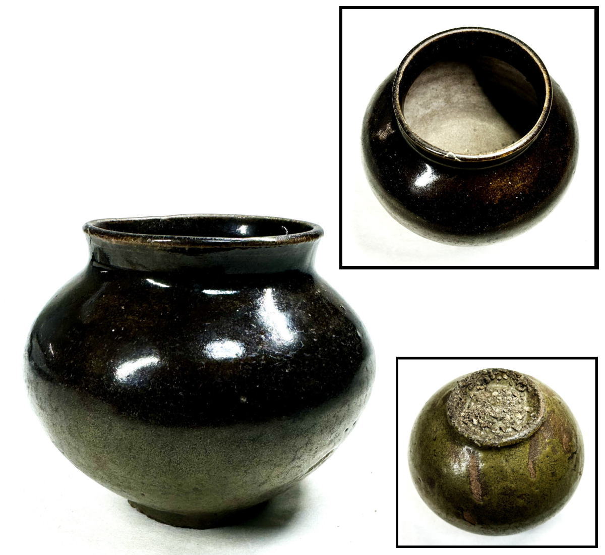 江戸時代後期 紫野焼 鶴亭 黒楽茶碗 共箱 時代物 古美術 茶碗 WWTT066