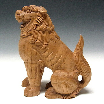 楽天市場】木彫りの狛犬(獅子狛犬) 高さ17cm 国産欅 置物 [Ryusho