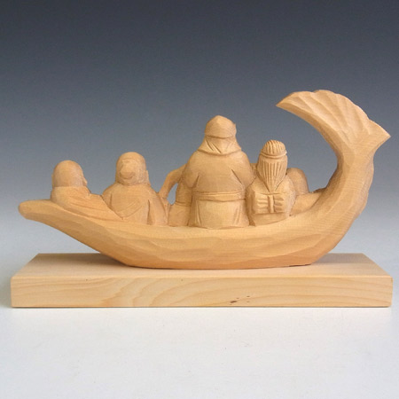 龍に乗った七福神 縁起物 中古品 木製 龍に乗った七福神 縁起物 中古