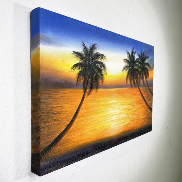 絵画バリ島ヤシの木とハンモック No.0508