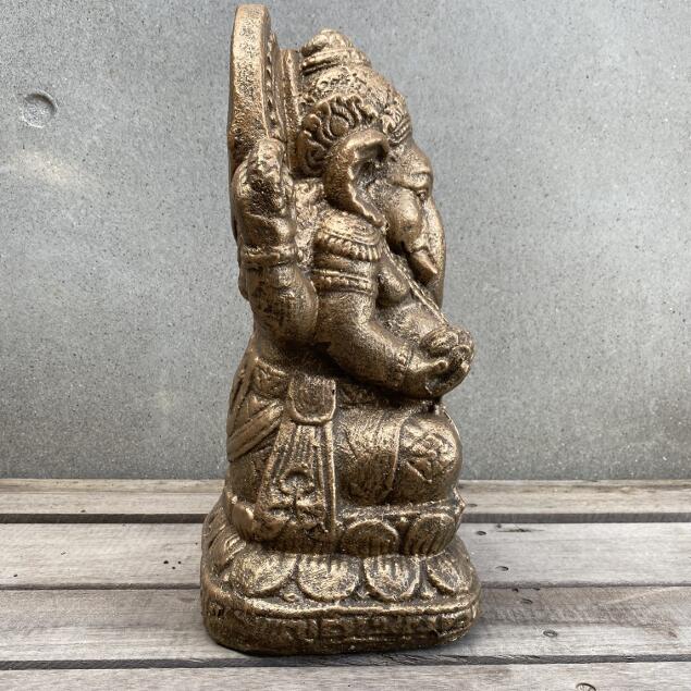 石像 ガネーシャ 置物 グレー H30cm セメント製 仏像 オブジェ 庭 バリ