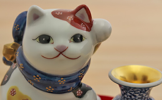 楽天市場】【ふるさと納税】源右衛門窯 染錦結び梅地紋 猫置物 梅 ねこ