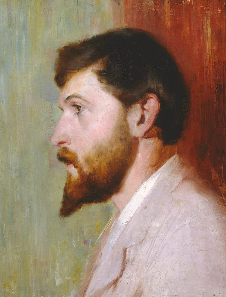 油彩人物画 メガネの男性 板に油 33cm×24cm 油彩人物画 メガネの男性