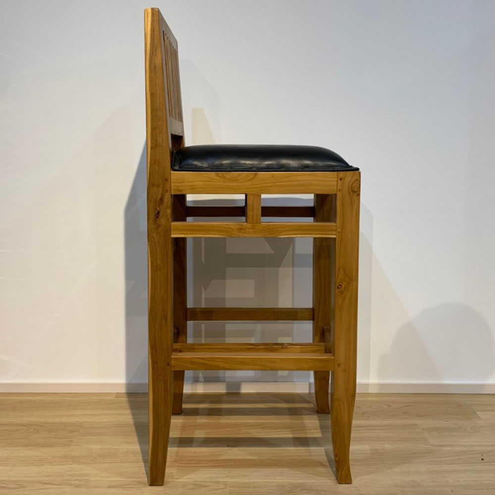 訳あり】バリ島チーク×レザースツール 座面高実質43cm 通常27,500円が