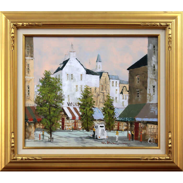 油彩画♡黒沢 久♡クロアジック港♡フランス 油彩画♡黒沢 久♡