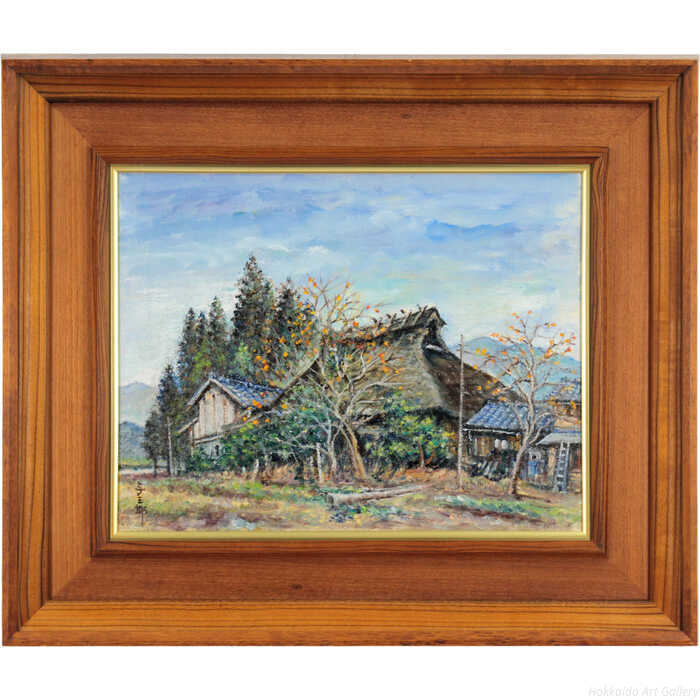 油彩風景画 山岳風景 晩秋