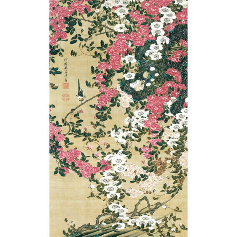 楽天市場】伊藤若冲 動植綵絵 薔薇小禽図 高級仕様 額 美術品