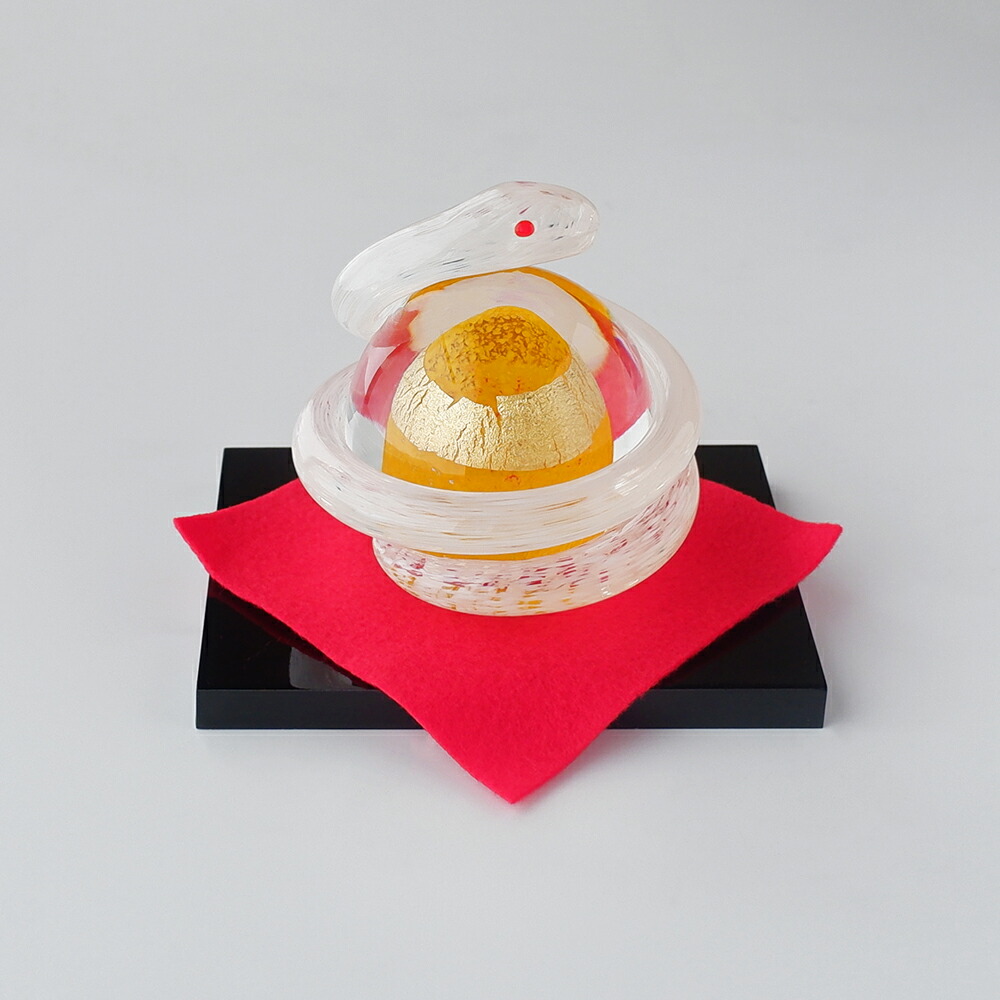 蛇の形状 ガラスアート 赤黄 【公式通販】