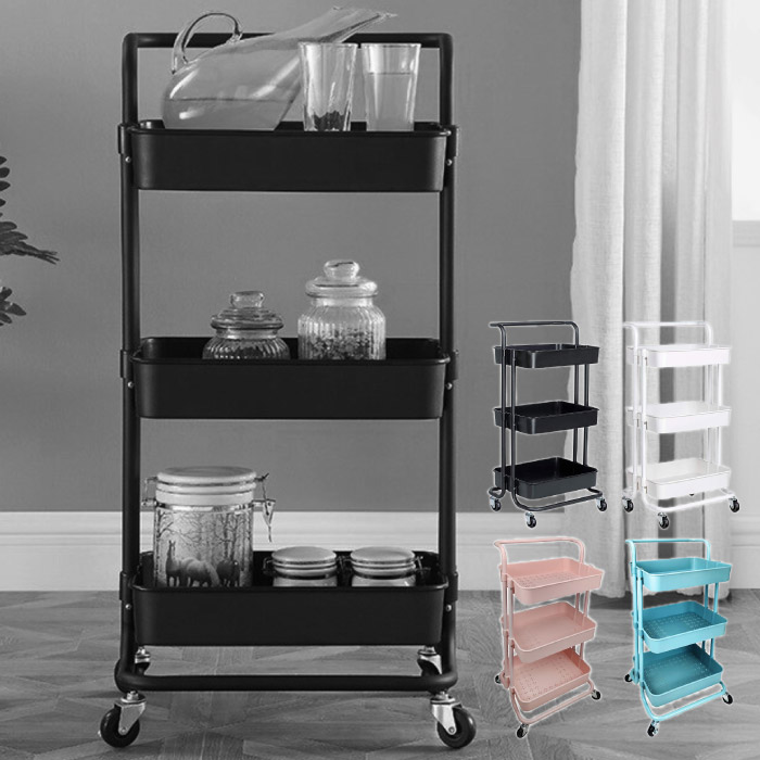 楽天市場】キッチンワゴン キャスター付き 移動式ワゴン 3段カート