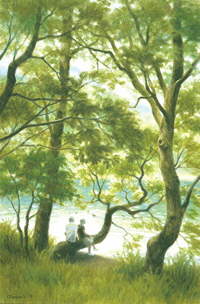 笹倉鉄平 散歩の時間に ジクレー 直筆サイン右下 裏面も綺麗 笹倉鉄平