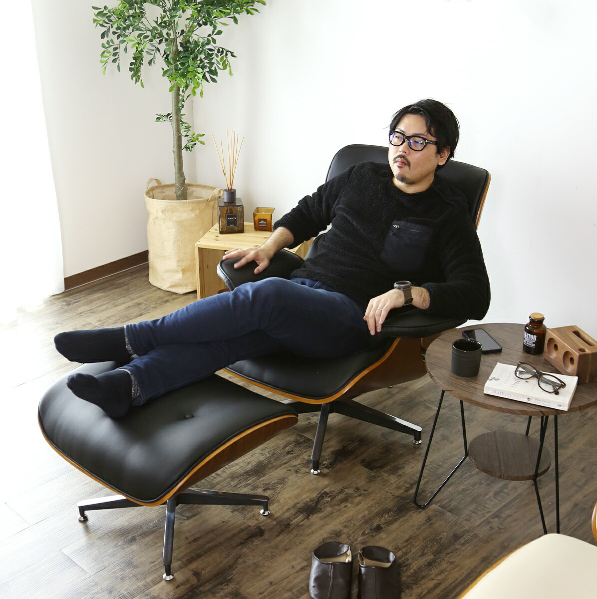 楽天市場】イームズ デザインチェア ラウンジチェア オットマン付き